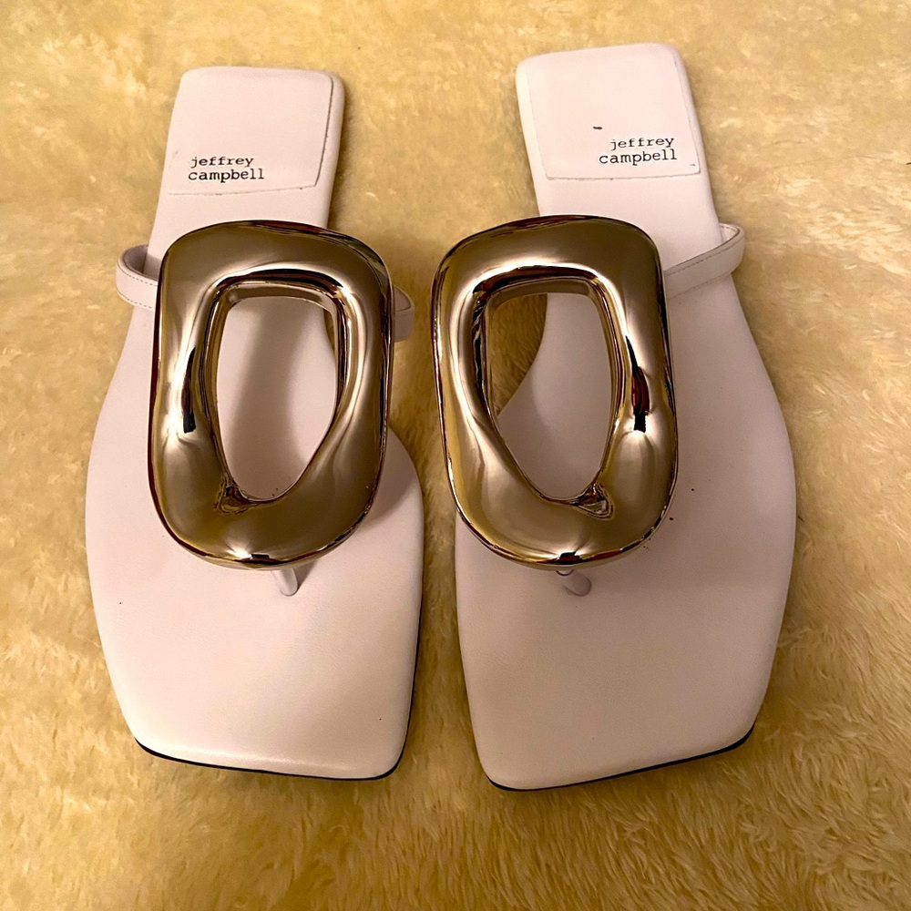 White and silver sandals worn once for a wedding